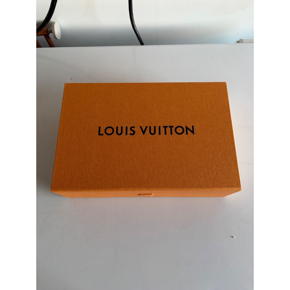 Louis Vuitton Orange Magnetic Gift Box with Blue Ribbon 11x7x3.25 Storage